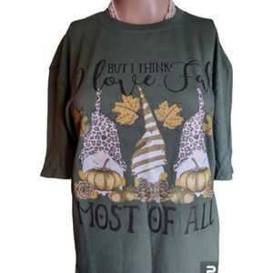 Gnome Fall Tshirt Size Large Women's Cotton